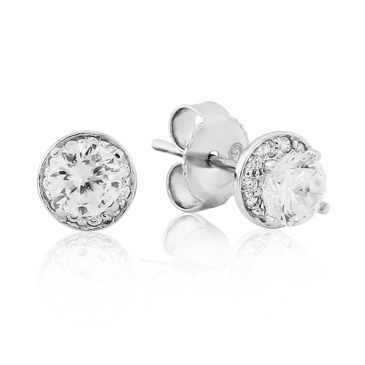 Waterford Jewelry Sterling Silver Earrings Small Cluster Round Stud