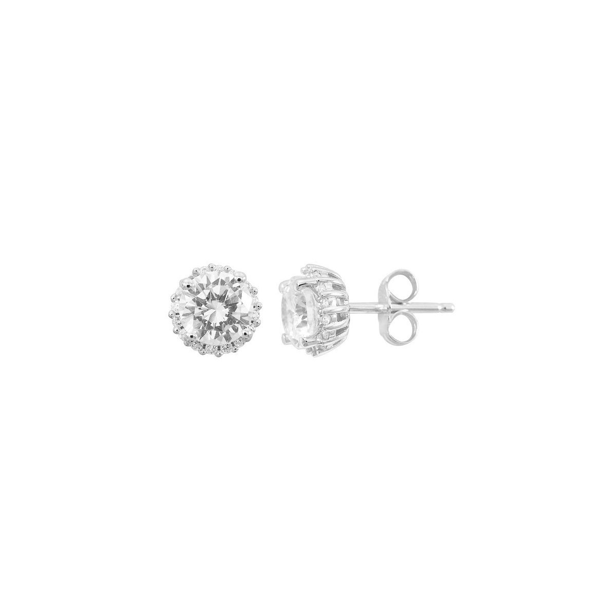 Waterford Jewelry Sterling Silver Stone Set Medium Round Cluster Stud Earrings