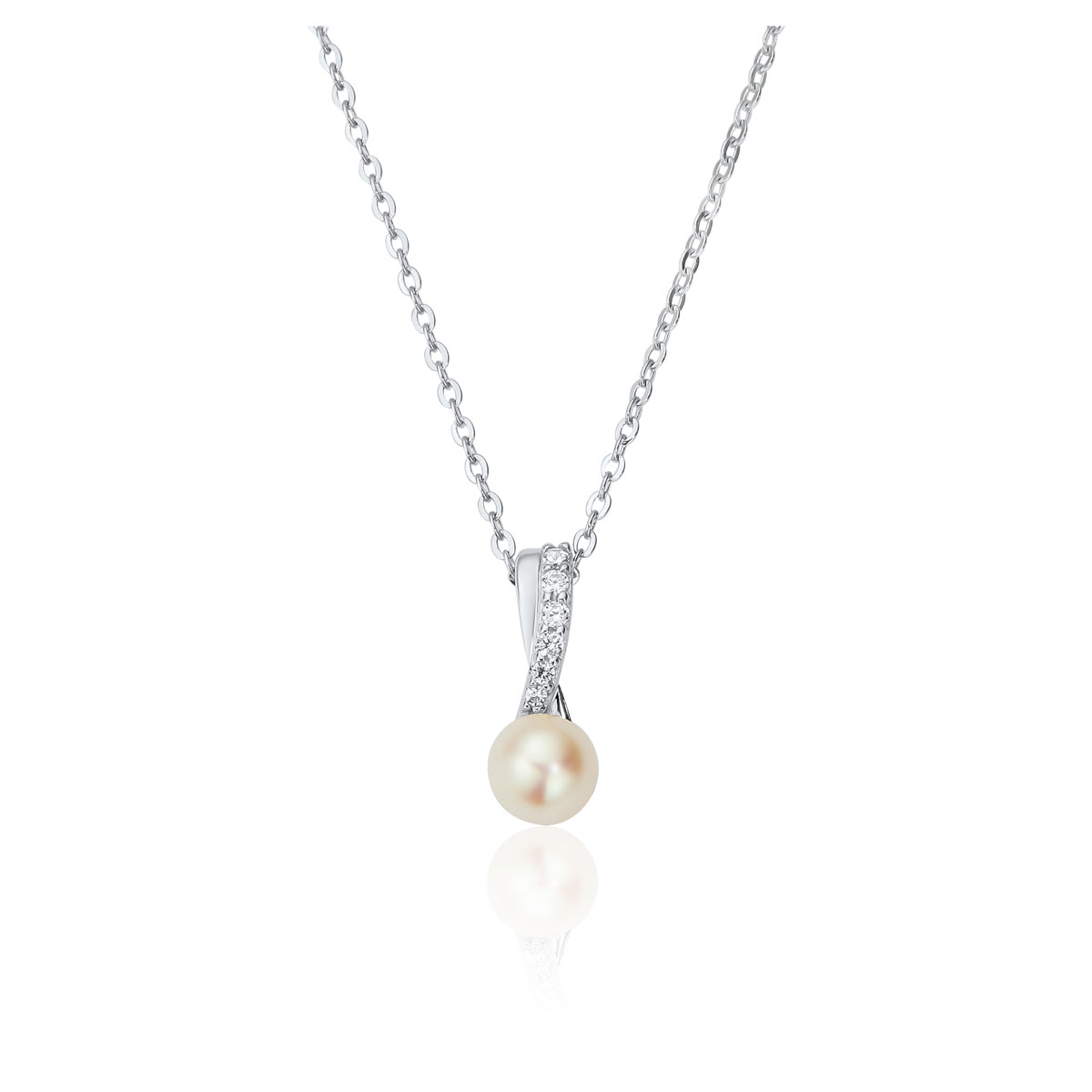Waterford Jewelry Sterling Silver Pearl Pendant With Stone Set