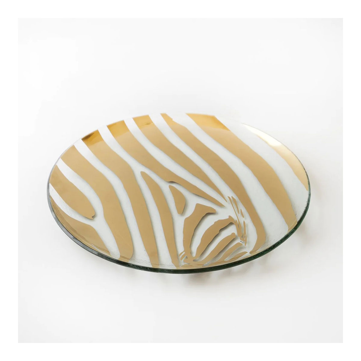 Annieglass Zebra 12" Round Plate Gold
