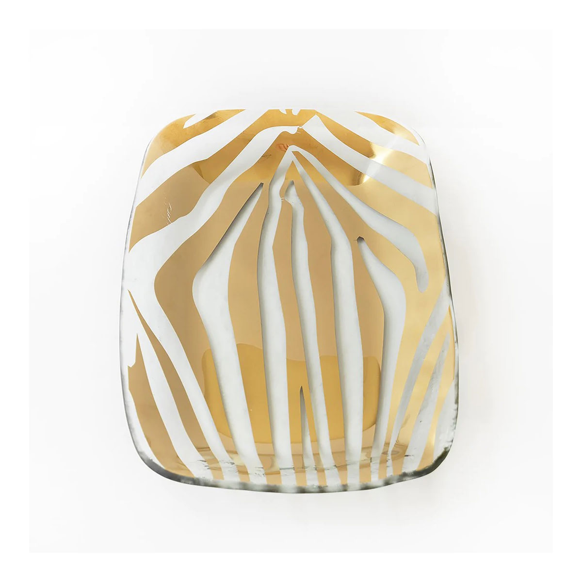 Annieglass Zebra 11 X 7" Gold Rectangular Tray