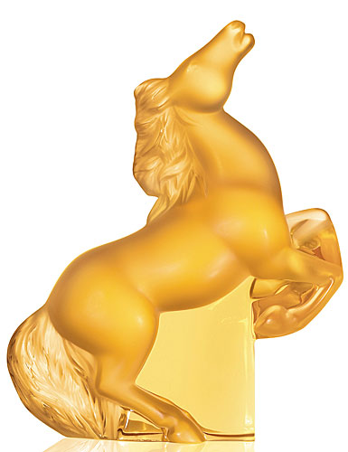 Lalique Figure Rearing Kazak Horse Gold