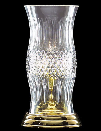Waterford Colleen 13.5 hurricane lamp, polished brass, electric 
