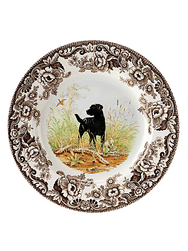 Spode Woodland Hunting Dogs Dinner Plate, Black Labrador Retriever