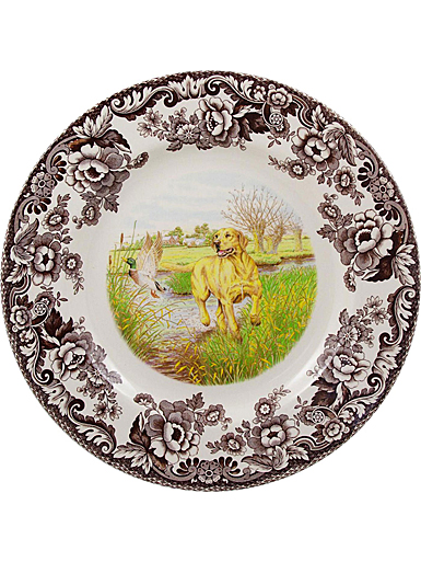 Spode Woodland Hunting Dogs Dinner Plate, Yellow Labrador Retriever