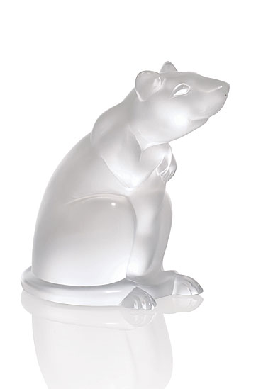 Lalique Rat Sculpture, Clear