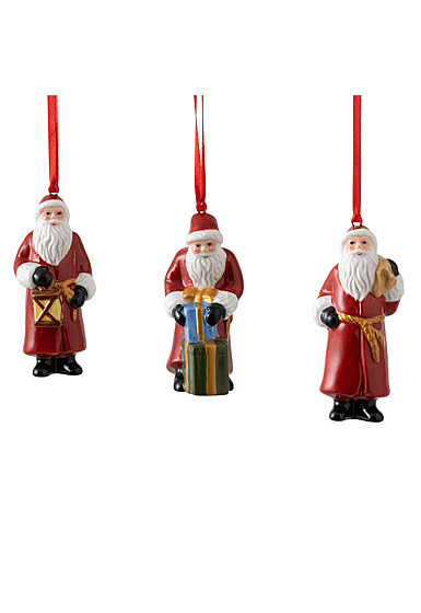 Villeroy and Boch Nostalgic Santa Claus Ornaments, Set of Three