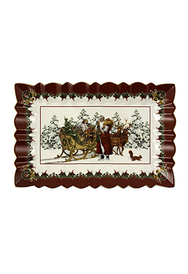 Villeroy and Boch Toy's Fantasy Santa with Sleigh Rectangular Cake Plate