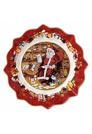 Villeroy and Boch 9.75" Toys Fantasy Bowl, Santa Reads Wish Lists