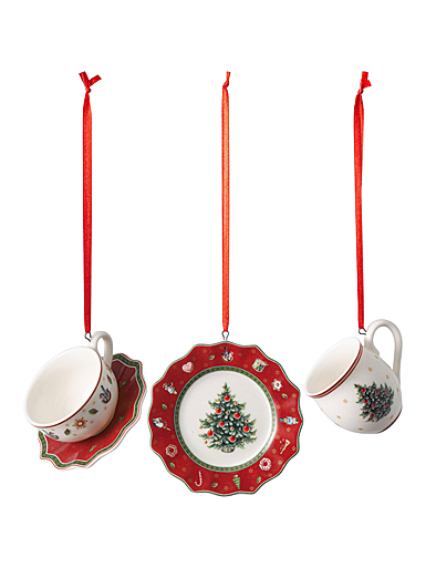 Villeroy and Boch Toys Delight Decoration Ornaments, Tableware, Red Set of 3
