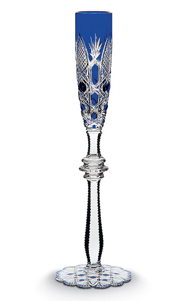 Baccarat Crystal, Tsar Glass No. 4 Champagne Crystal Flute, Blue