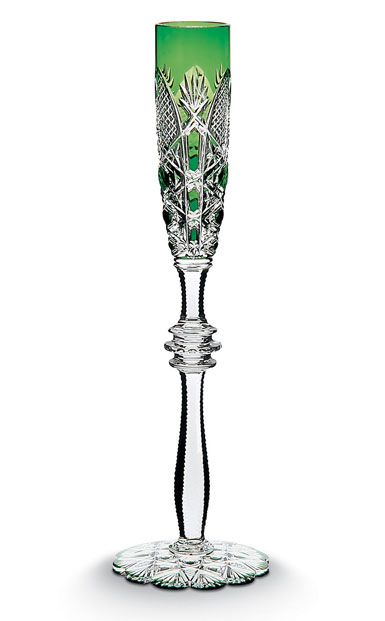 Baccarat Crystal, Tsar Glass No. 4 Champagne Crystal Flute, Green