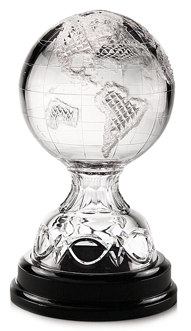 Cashs Ireland Crystal Art Collection, World Globe With Base, Limited Edition