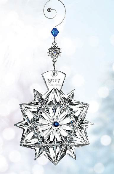 Waterford Crystal, Snowflake Wishes Friendship Crystal Ornament 2017, Cobalt Jewels