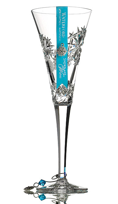 Waterford Crystal, Snowflake Wishes Happiness 2018 Crystal Clear Flute, Single
