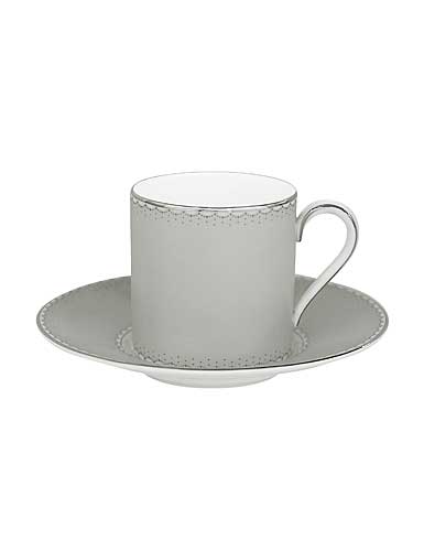 Monique Lhuillier Waterford China Dentelle Espresso Cup and Saucer, Gray Set of 2, 2"