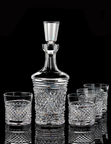 Waterford House of Waterford Designer Studio 2012 Copper Coast Whiskey Decanter and 4 Rocks Glasses
