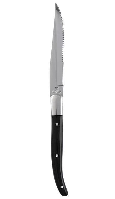 Fortessa Stainless Flatware Provencal Black Handle Serrated Steak Knife, Single