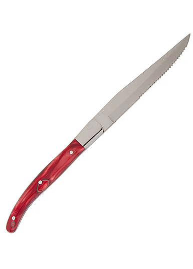 Fortessa Stainless Flatware Provencal Steak Knife Red Handle, Single