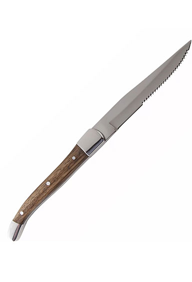Fortessa Stainless Flatware Provencal Light Wood Handle Serrated Steak Knife, Single