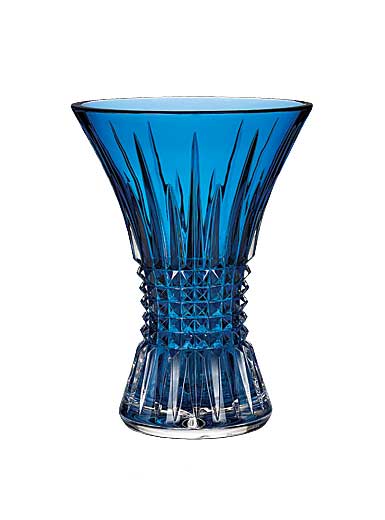 Waterford Crystal, Lismore Diamond Sapphire Blue 8" Crystal Vase