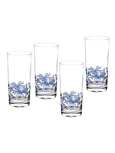 Spode Blue Italian Glassware Highball Glasses Set of 4