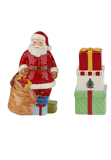Spode Christmas Tree Figural Santa And Gifts Salt And Pepper Set