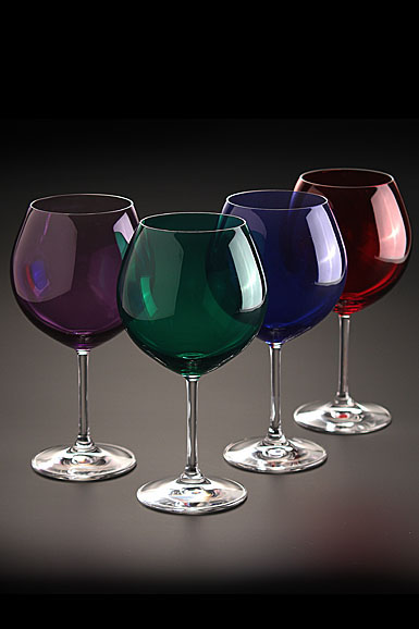 Marquis by Waterford Crystal Vintage Jewels Colored Aromatic Wine, Set of Four