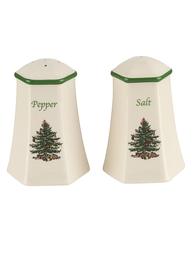Spode Christmas Tree Serveware Hexagonal Salt And Pepper Set