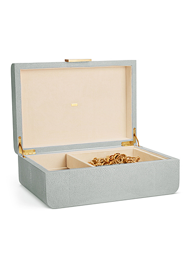 Aerin Modern Shagreen Large Jewelry Box, Mist