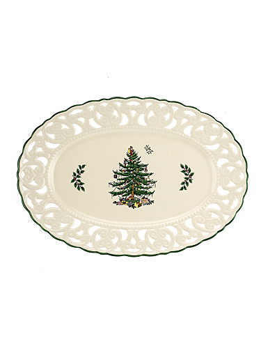 Spode Christmas Tree Pierced Oval Dish