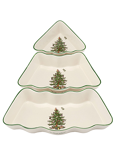 Spode Christmas Tree Serveware 3 Piece Dip Bowl Set
