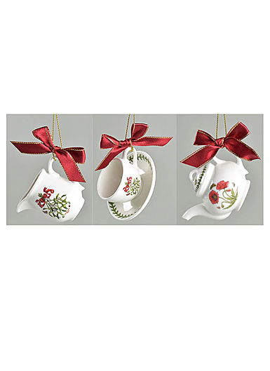 Spode 2023 Christmas 3 Piece Botanic Garden Tea Set Ornaments