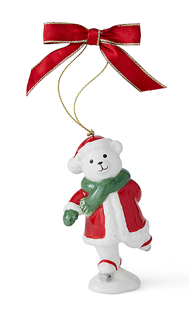 Spode 2023 Christmas Tree Skating Teddy Bear Ornament