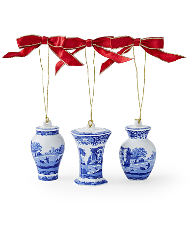 Spode Blue Italian Christmas Set of 3 Mini Urn Ornaments
