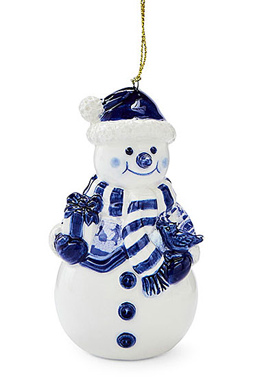 Spode 2024 Blue Italian Christmas Snowman Ornament 