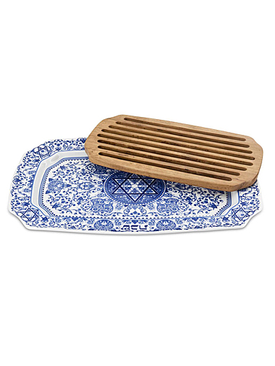 Spode Judaica Challah Tray with Wood Insert