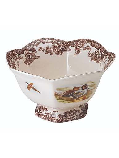Spode Woodland Hexagonal Footed Bowl, Lapwing, Pintail