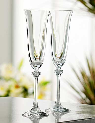 Galway Crystal Liberty Flute, Pair