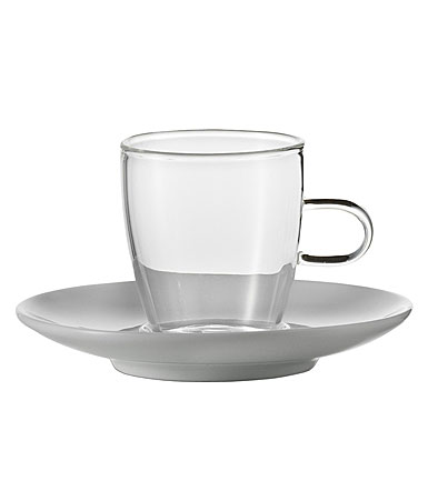 Jenaer Glas Espresso Cup With Porcelain Saucer, Pair