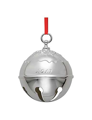 Reed and Barton Silverplate Holly Bell 2013 Ornament, 38th Edition, H. 3 3/4in.