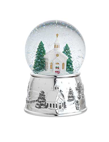 Reed and Barton Village Church Snowglobe, Plays: Carol of Bells, H. 6in.