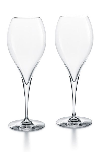 Baccarat Crystal Oenologie Champagne Flute Glasses, Pair