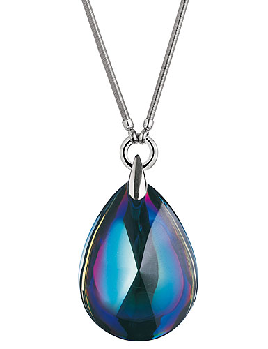 Baccarat Crystal Psydelic Necklace, Sterling Silver, Large Blue Scarabee On Cocoon Chai