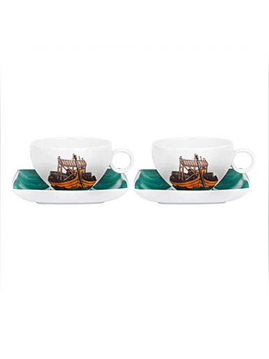Vista Alegre Porcelain Alma Do Porto Set 2 Tea Cup and Saucer