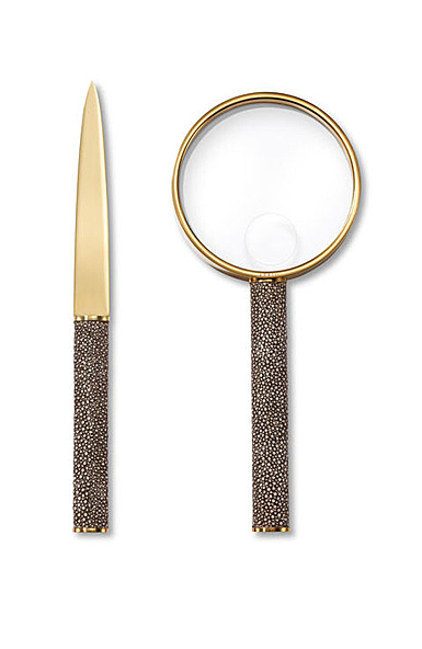 Aerin Shagreen Magnifying Glass And Letter Opener Set, Chocolate