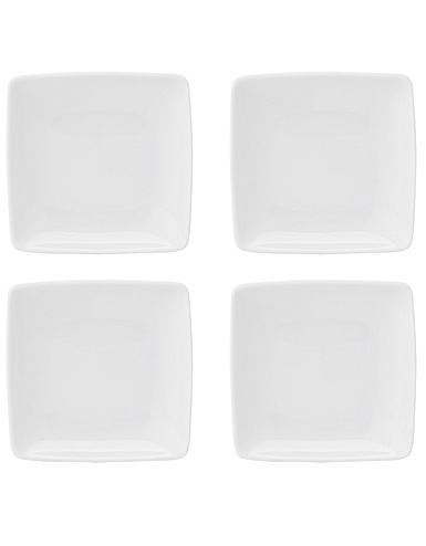 Vista Alegre Porcelain Carre White Dessert Plate, Set of 4