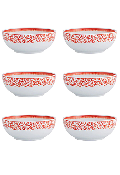 Vista Alegre Porcelain Coralina Cereal Bowl, Set of 6