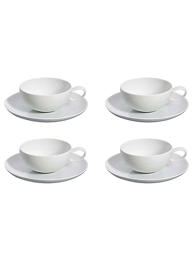 Vista Alegre Porcelain Domo White Tea Cup And Saucer, Set of 4