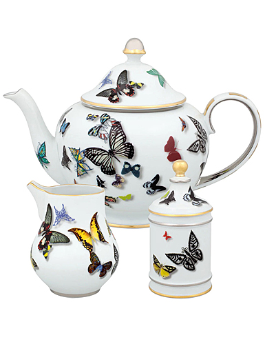 Vista Alegre Porcelain Christian Lacroix - Butterfly Parade Tea pot, creamer and sugar box set